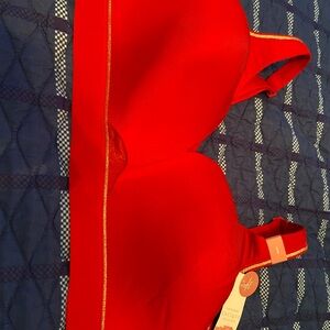 Red Bra with Gold Accents